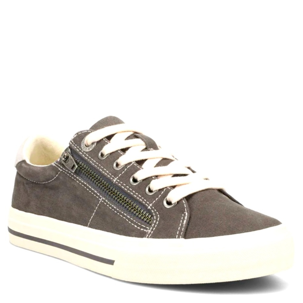 Taos Z Soul canvas sneaker, Graphite/light grey distressed, size 8.5